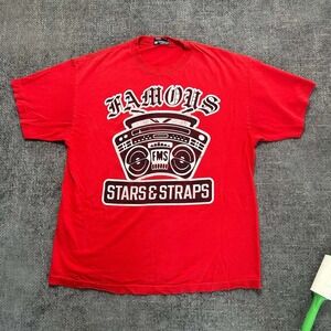 Famous Stars & Straps T-Shirt Mens XL Red Boombox Graphic Y2K Skate Tee